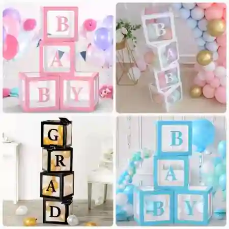 بوكسات كرتون لعمل ديكور بعبارة بيبي متعدده مكون من 4 بوكسات